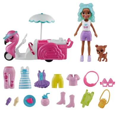 Polly Pocket, Flaming, wózek z przekąskami, zestaw z laleczką i akcesoriami