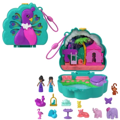 Polly Pocket, Ogród Pawia, kompaktowy zestaw do zabawy z figurkami i akcesoriami