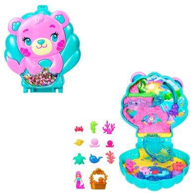 Polly Pocket, Syrenkomiś - Błyszcząca wyspa, zestaw kompaktowy, laleczka i akcesoria