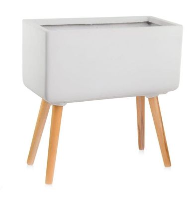 Polnix, Ecolite Retro, ceramiczna doniczka na drewnianych nogach, 50-24 cm