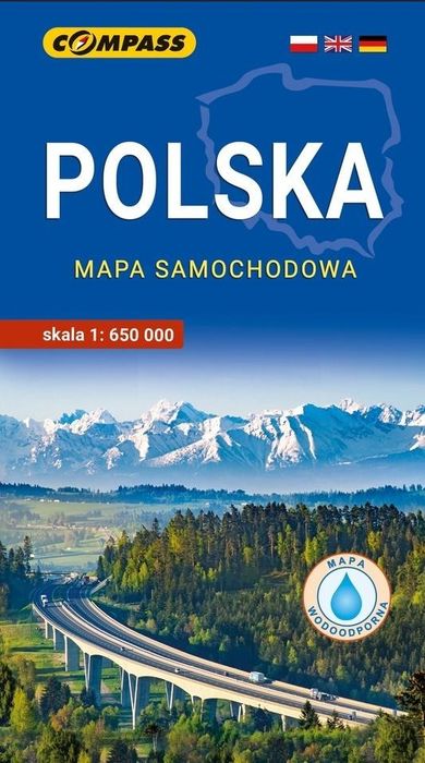 POLSKA laminowana mapa samochodowa 1:650 000