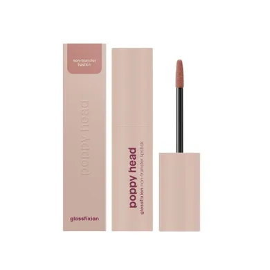 Poppy Head, Glossfixion, zastygająca płynna pomadka do ust o winylowym wykończeniu, 01 Nudit, 2.5g
