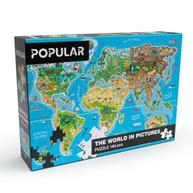 Popular, mapa świata, puzzle, 160 elementów
