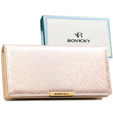 Portfel, beżowy, skóra ekologiczna, RFID, Rovicky