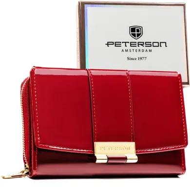 Portfel, bordowy, skóra ekologiczna, Peterson