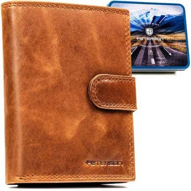 Portfel, brązowy, skórzany, Peterson