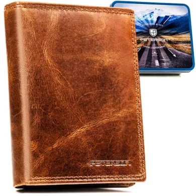 Portfel, brązowy, skórzany, Peterson