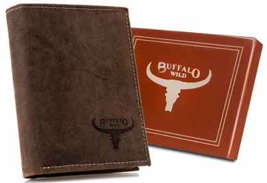 Portfel, brązowy, skórzany, RFID, Buffalo Wild