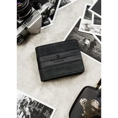 Portfel, czarny, skóra ekologiczna, Peterson