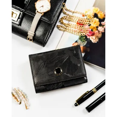 Portfel, czarny, skóra ekologiczna, Peterson