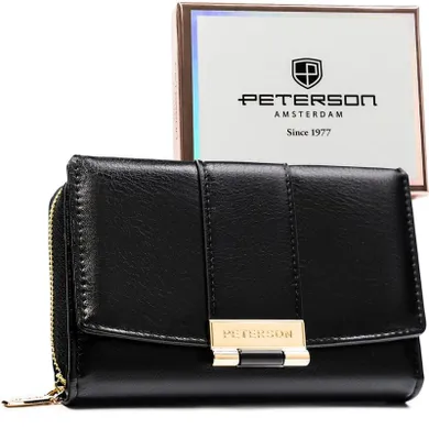 Portfel, czarny, skóra ekologiczna, Peterson