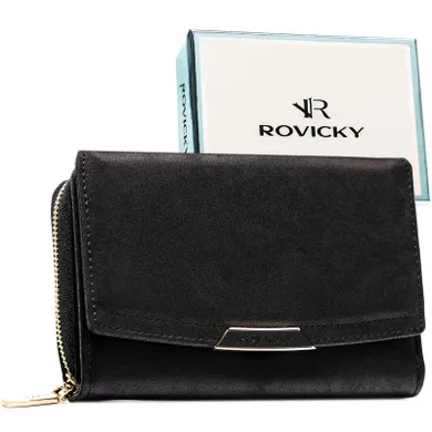 Portfel, czarny, skóra ekologiczna, Rovicky