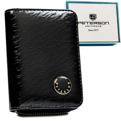 Portfel, czarny, skóra naturalna i ekologiczna, Peterson