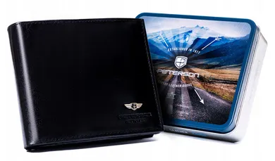 Portfel, czarny, skórzany, Peterson