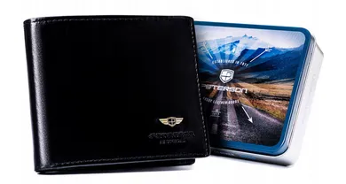 Portfel, czarny, skórzany, Peterson