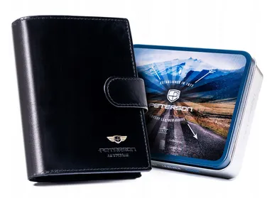 Portfel, czarny, skórzany, Peterson