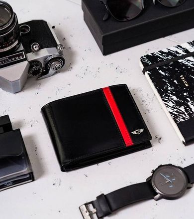 Portfel, czarny, skórzany, Peterson