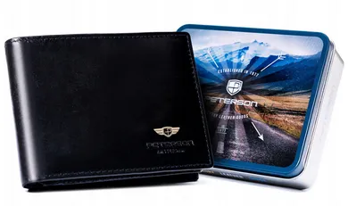 Portfel, czarny, skórzany, Peterson