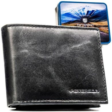Portfel, czarny, skórzany, Peterson