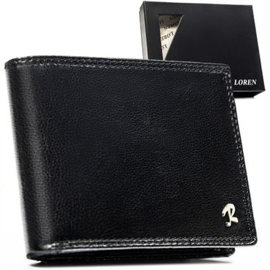 Portfel, czarny, skórzany, RFID, Loren
