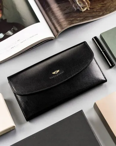 Portfel, czarny, skórzany, RFID, Peterson