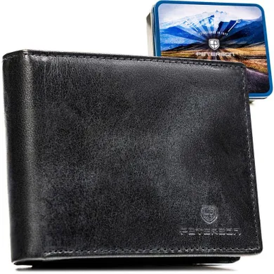 Portfel, czarny, skórzany, RFID, Peterson