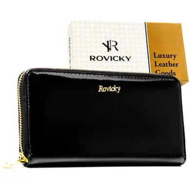 Portfel, czarny, skórzany, RFID, Rovicky