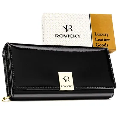 Portfel, czarny, skórzany, Rovicky