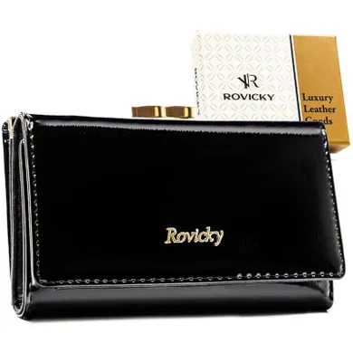 Portfel, czarny, skórzany, Rovicky