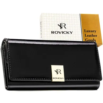 Portfel, czarny, skórzany, Rovicky