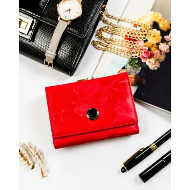 Portfel, czerwony, skóra ekologiczna, Peterson