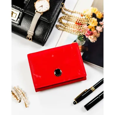 Portfel, czerwony, skóra ekologiczna, Peterson