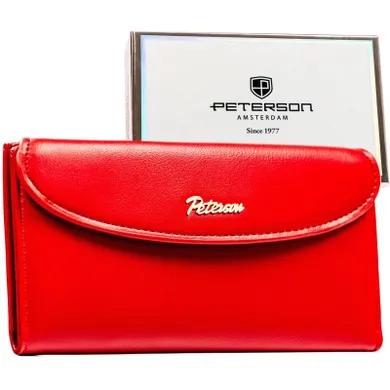 Portfel, czerwony, skóra ekologiczna, Peterson