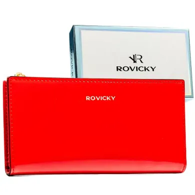 Portfel, czerwony, skóra ekologiczna, RFID, Rovicky