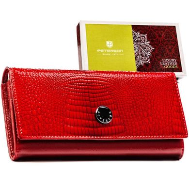 Portfel, czerwony, skórzany, Peterson