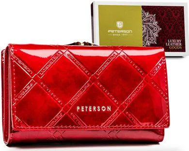 Portfel, czerwony, skórzany, RFID, Peterson