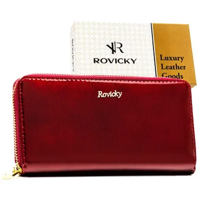 Portfel, czerwony, skórzany, RFID, Rovicky
