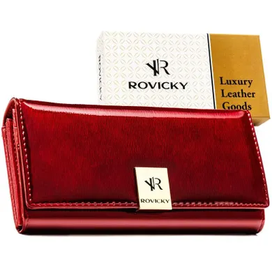 Portfel, czerwony, skórzany, Rovicky