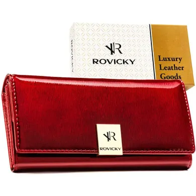 Portfel, czerwony, skórzany, Rovicky