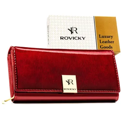 Portfel, czerwony, skórzany, Rovicky