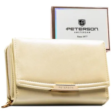 Portfel, ecru, skóra ekologiczna, RFID, Peterson