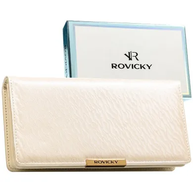 Portfel, ecru, skóra ekologiczna, RFID, Rovicky
