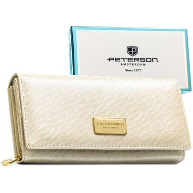 Portfel, ecru, skóra naturalna i ekologiczna, Peterson