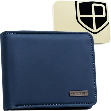 Portfel, granatowy, skóra ekologiczna, Peterson