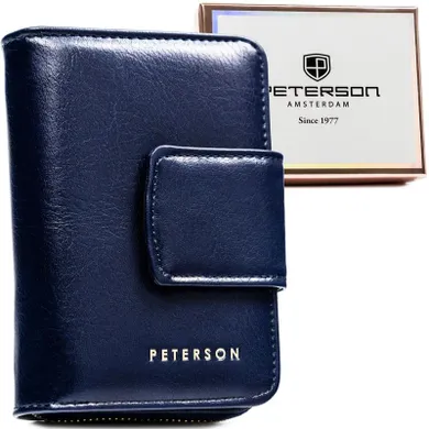 Portfel, granatowy, skóra ekologiczna, Peterson