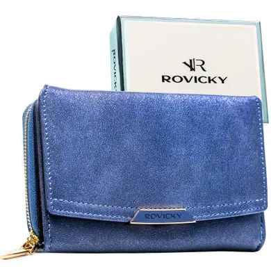 Portfel, granatowy, skóra ekologiczna, RFID, Rovicky