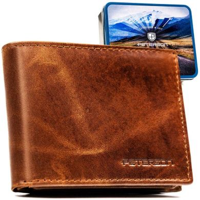 Portfel, jasnobrązowy, skórzany, Peterson