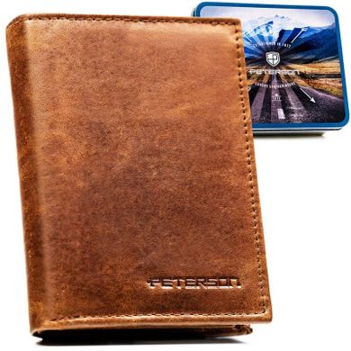 Portfel, jasnobrązowy, skórzany, RFID, Peterson