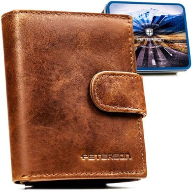 Portfel, jasnobrązowy, skórzany, RFID, Peterson