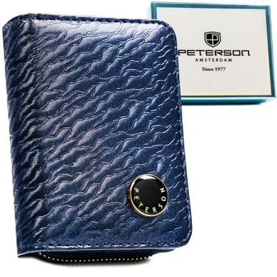 Portfel, niebieski, skóra naturalna i ekologiczna, Peterson
